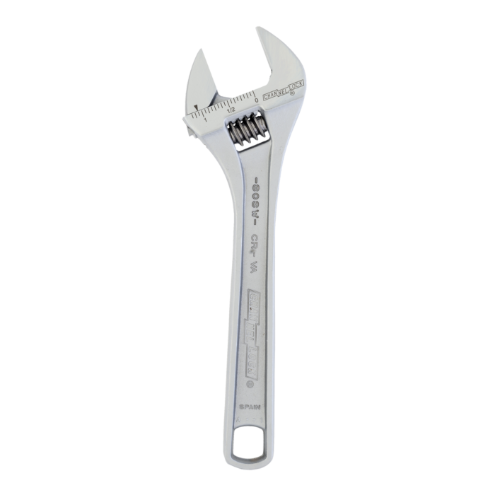 8" Adj Wrench, Wide, Chrome