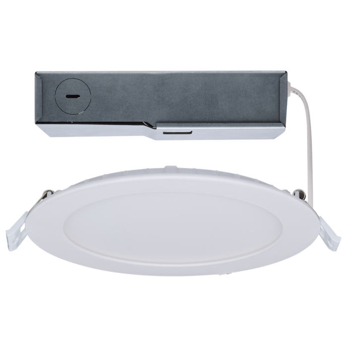 11/15 Watt - LED Direct Wire Downlight - 27K/3K/35K/4K/5K CCT - Remote Driver - 6 Inch - Round - Flat Face - White Finish - 120-277 Volt - Dual Dimming