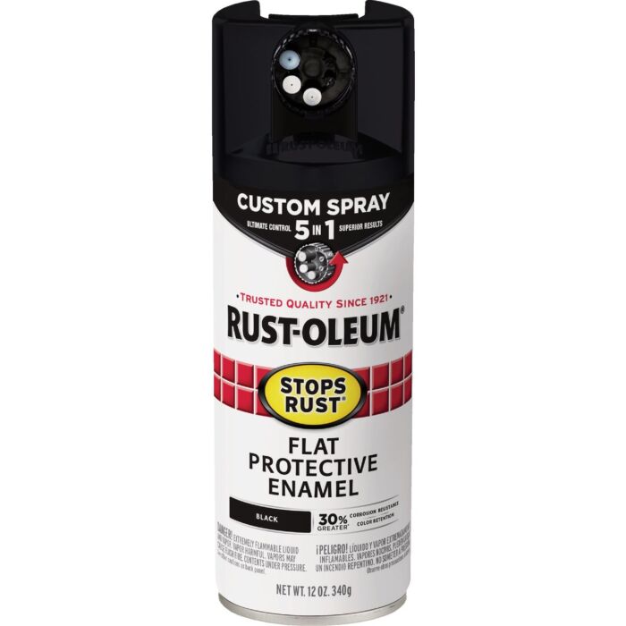 Rust-Oleum Stops Rust 5-in-1 Protective Enamel Spray Paint (Flat - Black) 12 oz
