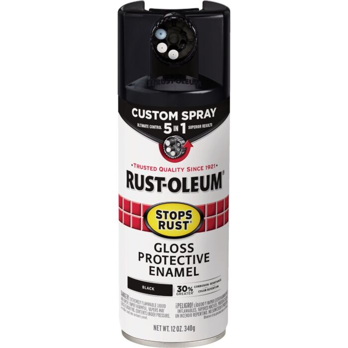 Rust-Oleum Stops Rust 5-in-1 Protective Enamel Spray Paint (Gloss - Black) 12 oz