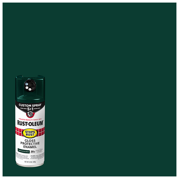 Rustoleum Stops Rust 5-in-1 Protective Enamel Spray Paint (Gloss - Dark Hunter Green) 12 oz