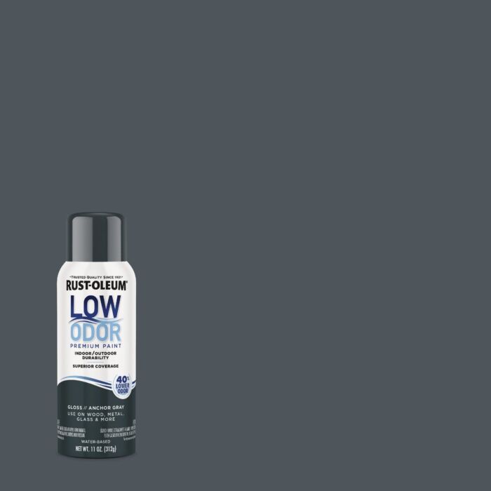 Rust-Oleum Low Odor Water-Based Spray Paint (Gloss - Anchor Gray) 11 oz
