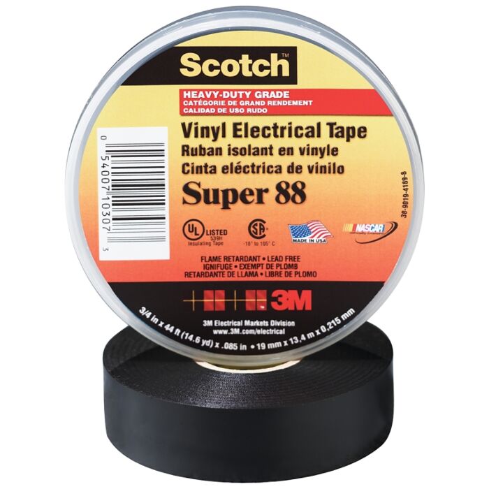 3M Scotch Super 88 Vinyl Electrical Tape (Black) 3/4 in. x 66 ft