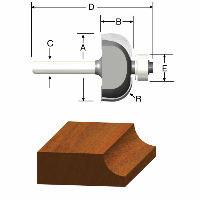 3/8 In. x 9/16 In. Carbide Tipped Cove Bit