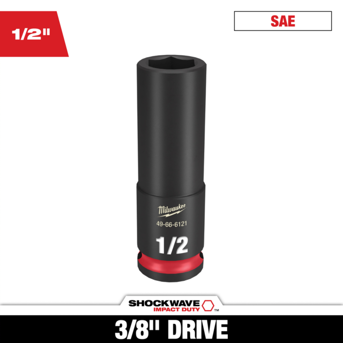 Milwaukee SHOCKWAVE™ Impact Duty 3/8" Drive 1/2" Deep 6 Point Socket