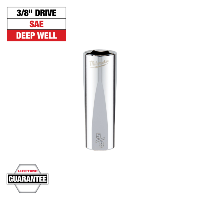 Milwaukee 3/8" Drive 5/8" SAE Deep Socket with FOUR FLAT™ Sides