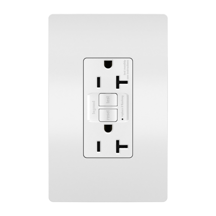 Pass & Seymour radiant® 20A Duplex Self-Test GFCI Receptacles with SafeLock® Protection, White