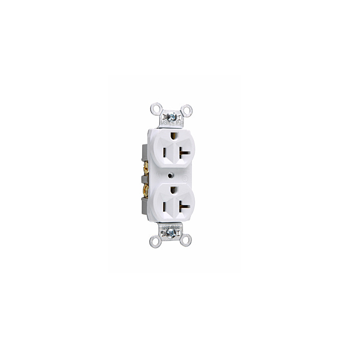 Pass & Seymour 20A 125V Commercial Spec-Grade Duplex Receptacle, Side Wire, White