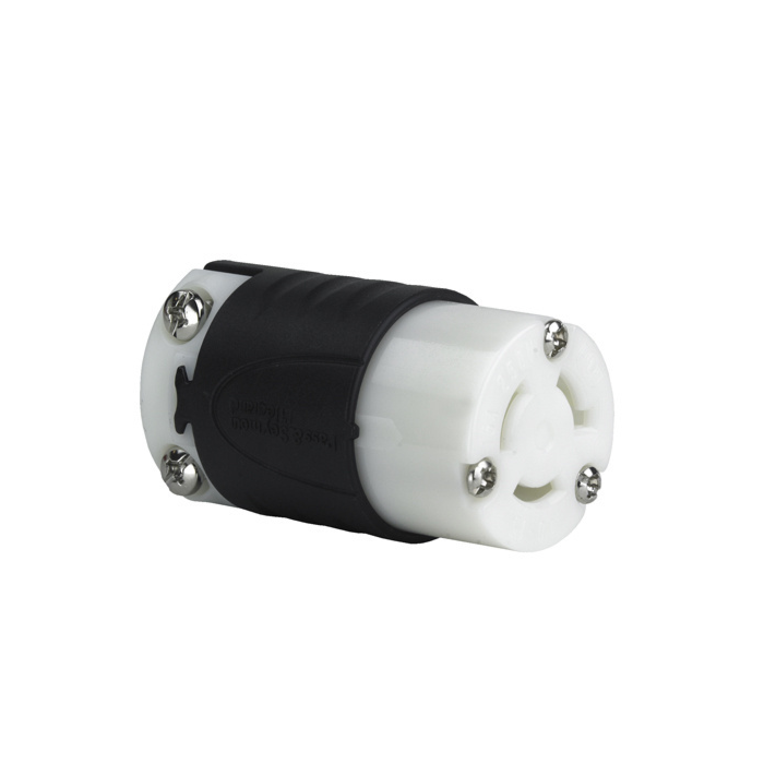 Pass & Seymour 15A NEMA L615 Connector - Black Back, White Front Body