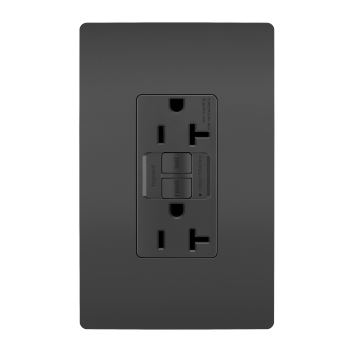 Pass & Seymour radiant® 20A Duplex Self-Test GFCI Receptacles with SafeLock® Protection, Black