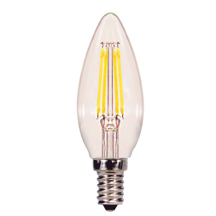4.5 Watt B11 LED - Clear - Candelabra base - 2700K - 350 Lumens - 120 Volt - 2-Card