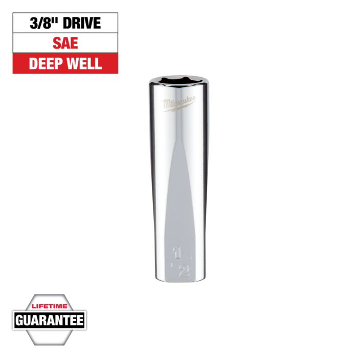 Milwaukee 3/8" Drive 1/2" SAE Deep Socket with FOUR FLAT™ Sides