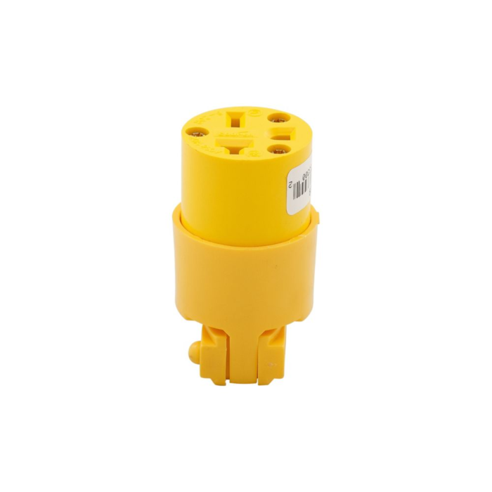 Cooper Wiring Devices Straight Blade Connector, 20A, 250V, NEMA 6-20R, #18-12 AWG, Brass/Thermoplastic, Yellow