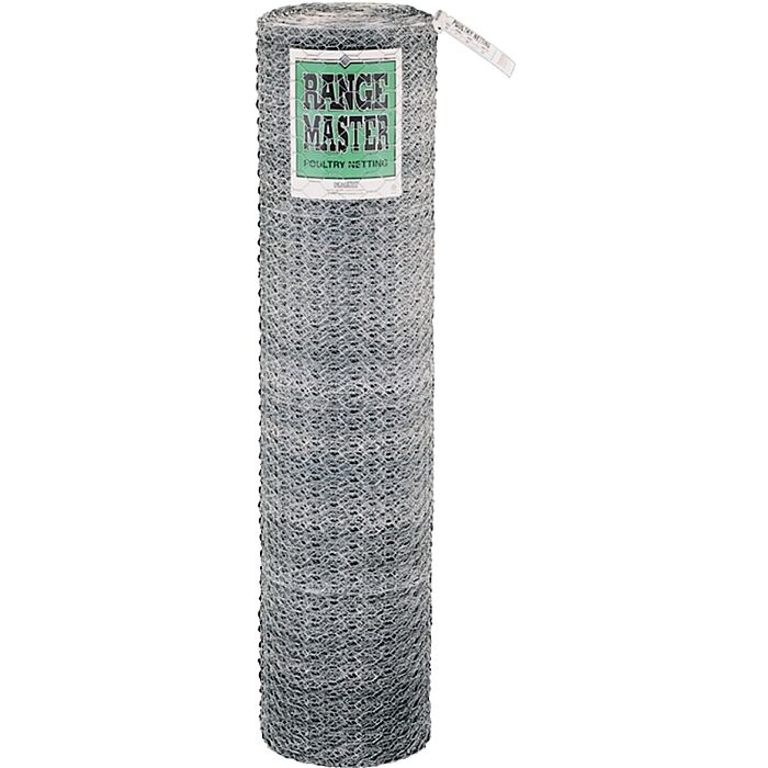Rangemaster 6026 Poultry Net, 50 ft L, 36 in W, 20 Gauge, Hexagonal Mesh, 2 in Mesh, Galvanized Steel