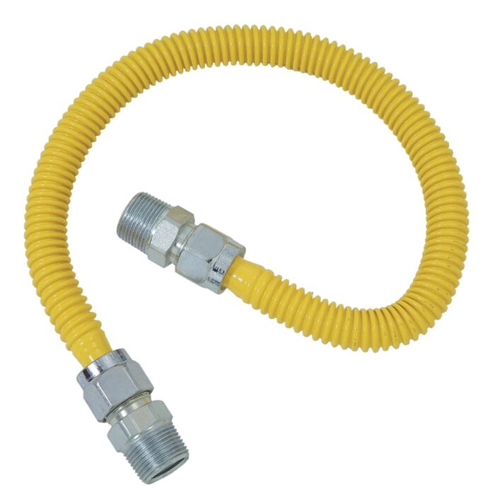 Dormont 5/8 In. OD x 48 In. Coated Stainless Steel Gas Connector, 3/4 In. MIP x 1/2 In. MIP (Tapped 3/8 In. FIP)