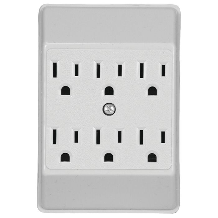 Eaton Wiring Devices C1146W-SP Wire Tap, 2 -Pole, 15 A, 125 V, 6 -Outlet, White