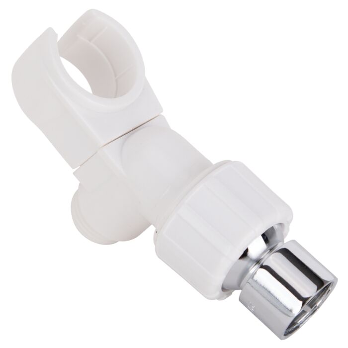 Boston Harbor Swivel Ball Joint Shower Bracket, Plastic, White, For: Handheld Shower Head