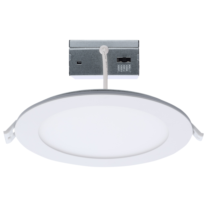 12 Watt LED Direct Wire Downlight with Night Light - 6 Inch - Remote Driver - CCT Selectable - Dimmable - Round - White Finish