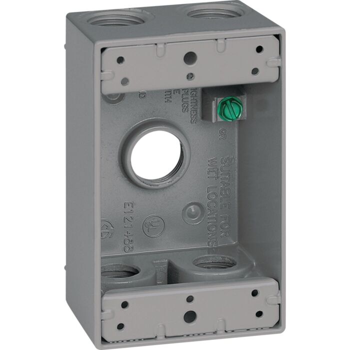 Bell Southwire Single Gang 1/2 In. 5-Hole Gray Weatherproof Junction Box