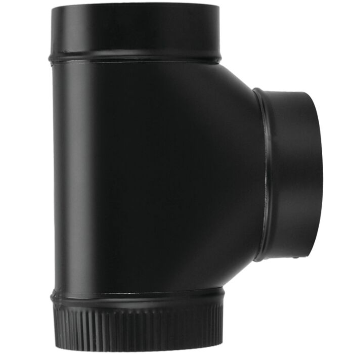 Imperial 24 ga Stove Pipe Tee (Black) 5 in.