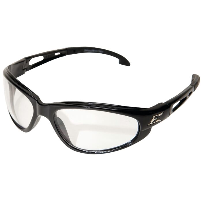 Edge Eyewear Edge SW111 Non-Polarized Safety Glasses, Clear Lens, Black Frame, Unisex, Polycarbonate Lens, Full Frame, Nylon Frame