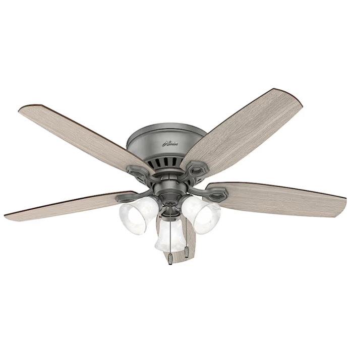 52 in. Low Profile Fan w/ 3 Lights (Matte Silver)