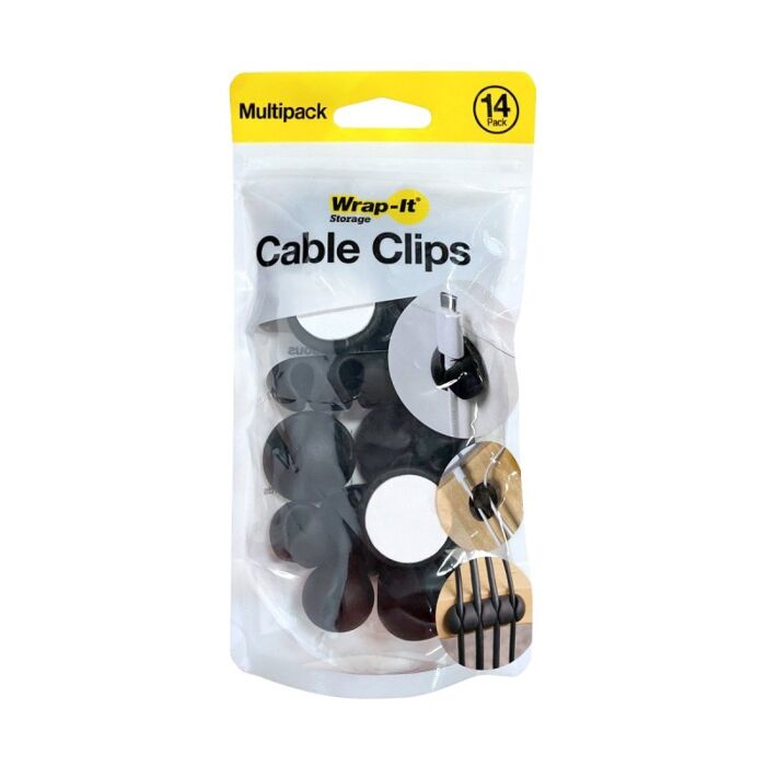 Wrap-It Assorted Cable Clips (Black - 14pc)