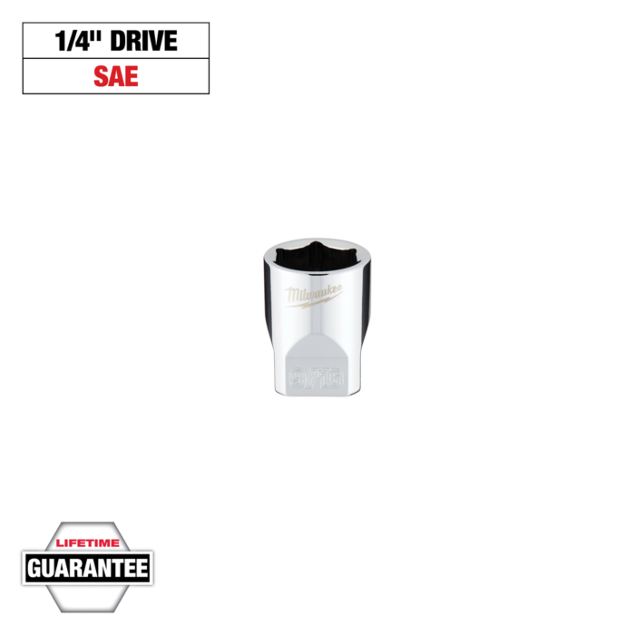 Milwaukee 1/4" Drive 9/16" SAE Socket with FOUR FLAT™ Sides