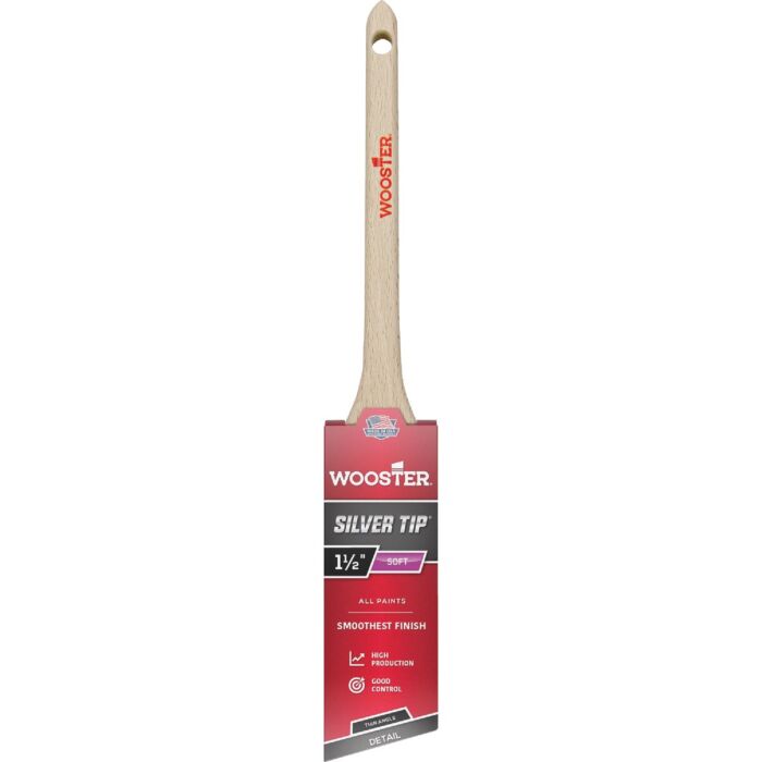 WOOSTER Silver Tip 1-1/2 in. Angle Sash Brush Rattail Handle