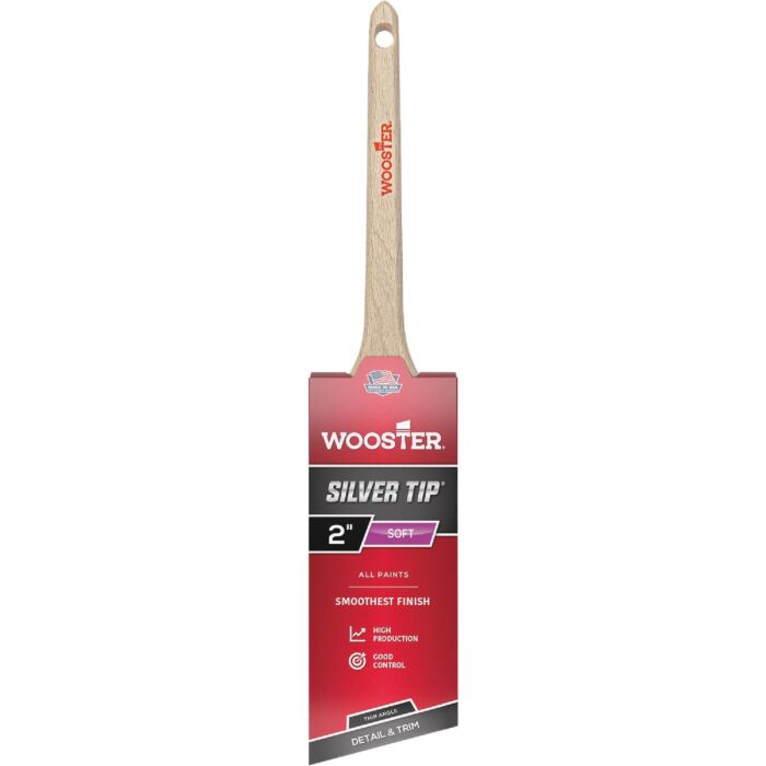 WOOSTER Silver Tip 2 in. Angle Sash Brush Rattail Handle