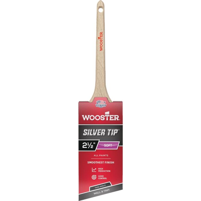 WOOSTER Silver Tip 2-1/2 in. Angle Sash Brush Rattail Handle