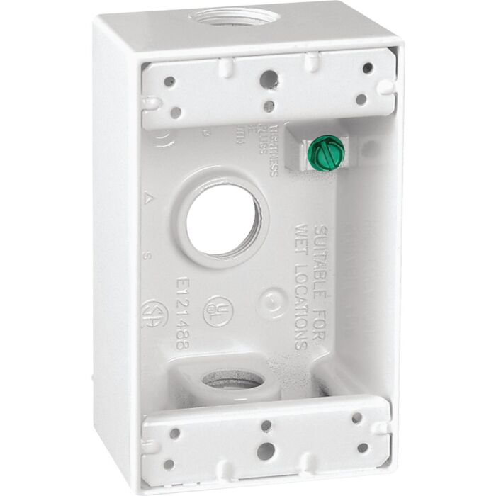 Southwire Single Gang 1/2 In. 3-Hole White Weatherproof Junction Box