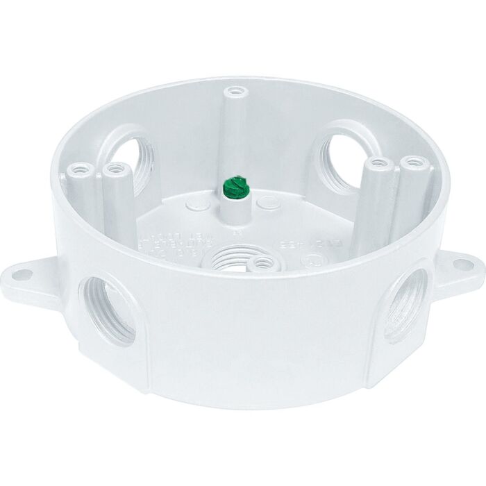 Bell Southwire 4 In. Dia. 1/2 In. 5-Outlet White Weatherproof Round Box