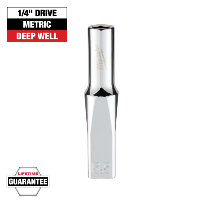 Milwaukee 1/4" Drive 5.5mm Metric Deep Socket with FOUR FLAT™ Sides