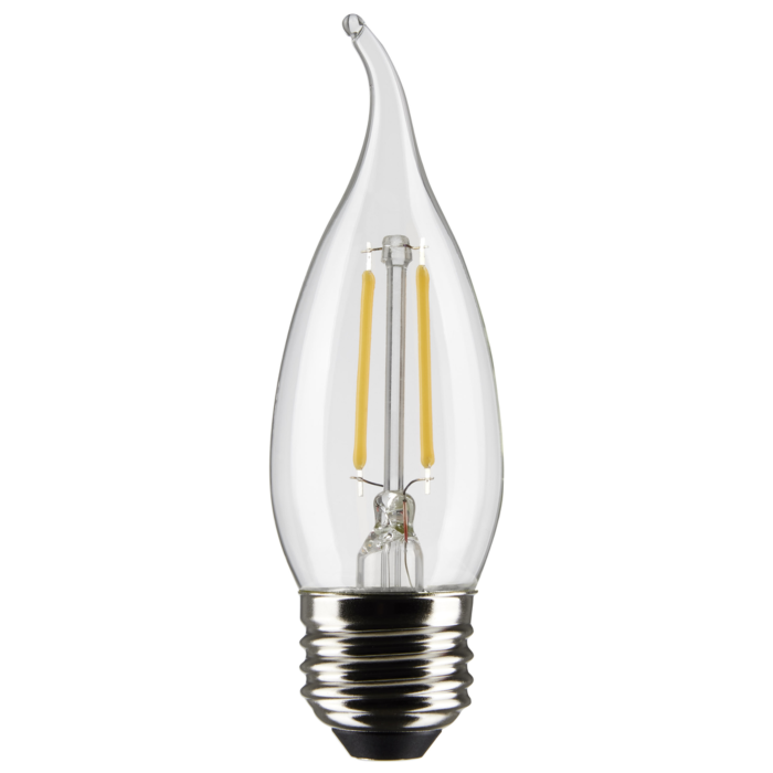 Satco 3 Watt CA10 LED Filament - Clear - Medium Base - 2700K - 250 Lumens - 120 Volt - 2-Pack