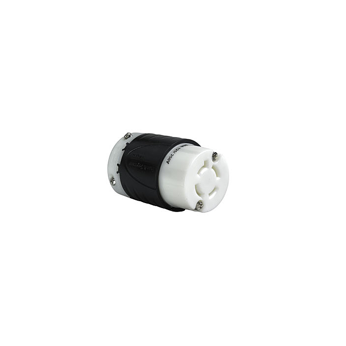 Pass & Seymour 20A NEMA Connector L1420 - Black Back, White Front Body