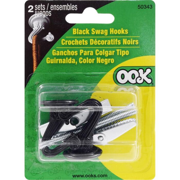Swag Hook 1-1/2" 2pk 30# Black