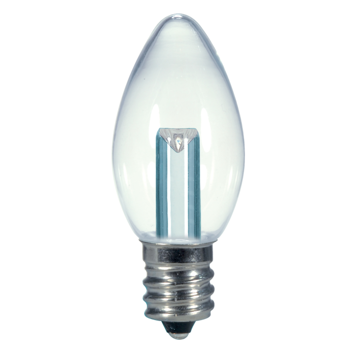 Satco 0.5 Watt LED - C7 - Clear - 2700K - Candelabra base - 120 Volt - Carded