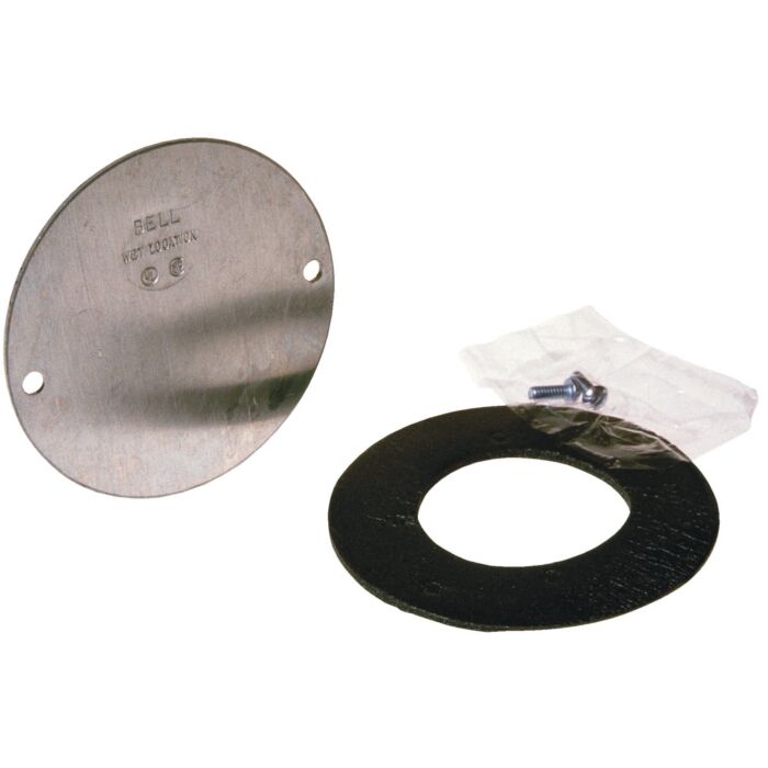 Bell Aluminum Weatherproof Electrical Round Blank Box Cover (Gray) 4 in.