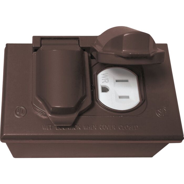 Southwire 1-Gang Horizontal Weatherproof Duplex Device & Junction Box w/ Covers (Bronze)