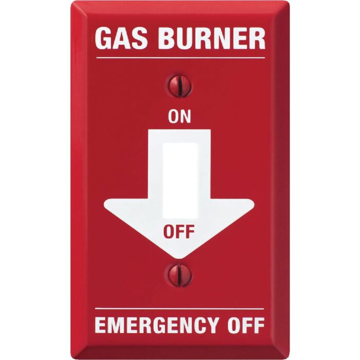 Amerelle PRO 1-Gang Red Stamped Steel Emergency Gas Burner Toggle Switch Wall Plate