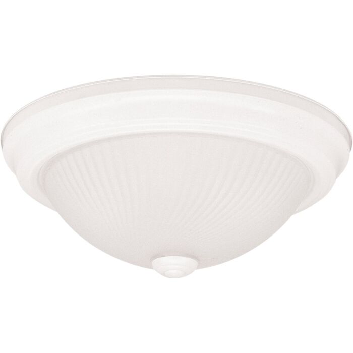 Home Impressions 13 In. White Incandescent Flush Mount Ceiling Light Fixture with Frosted Swirl Glass