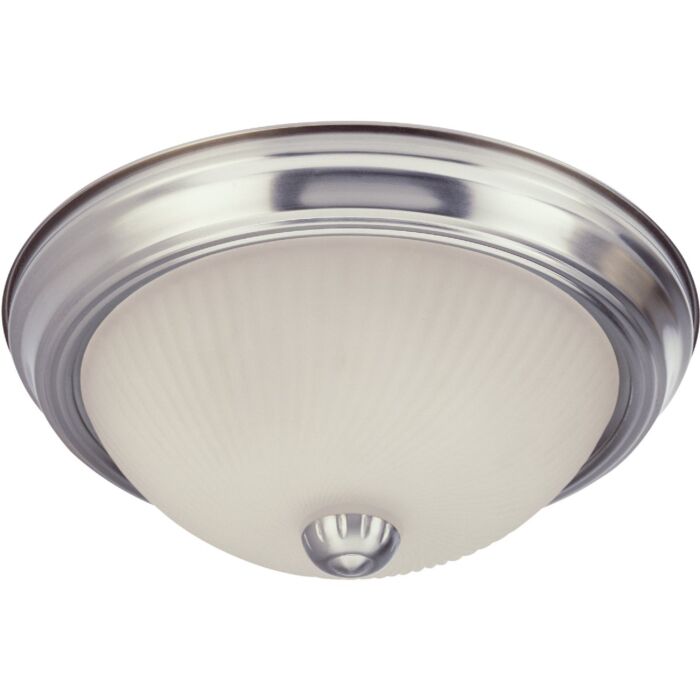 Home Impressions  13 In. Brushed Nickel Incandescent Flush Mount Ceiling Light Fixture with Frosted Swirl Glass