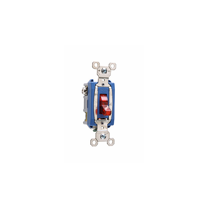 Pass & Seymour Industrial Extra Heavy Duty Specification Grade Switch, Lighted When On, Back and Side Wire, Red