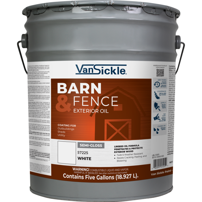 Van Sickle Barn & Fence Exterior Oil Semi-Gloss White 5 Gallon
