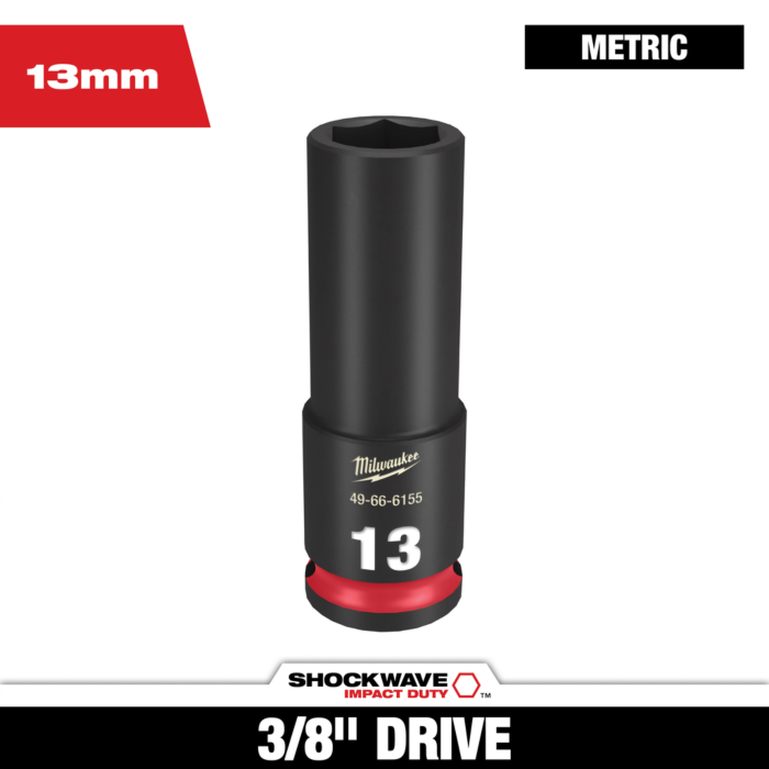 Milwaukee SHOCKWAVE™ Impact Duty 3/8" Drive 13MM Deep 6 Point Socket