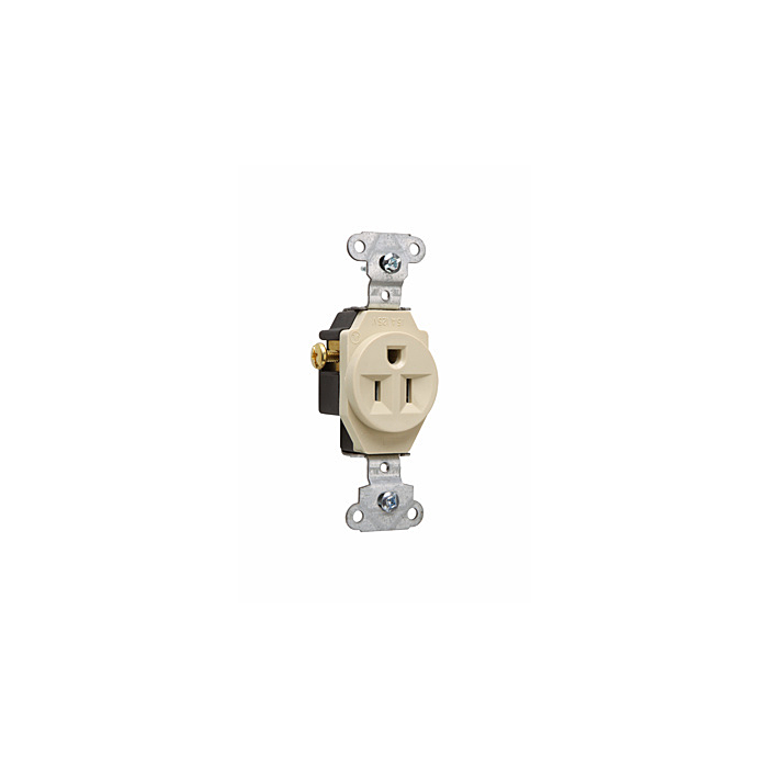 Pass & Seymour 15A 125V Heavy Duty Spec-Grade Single Receptacle, Side Wire, Ivory