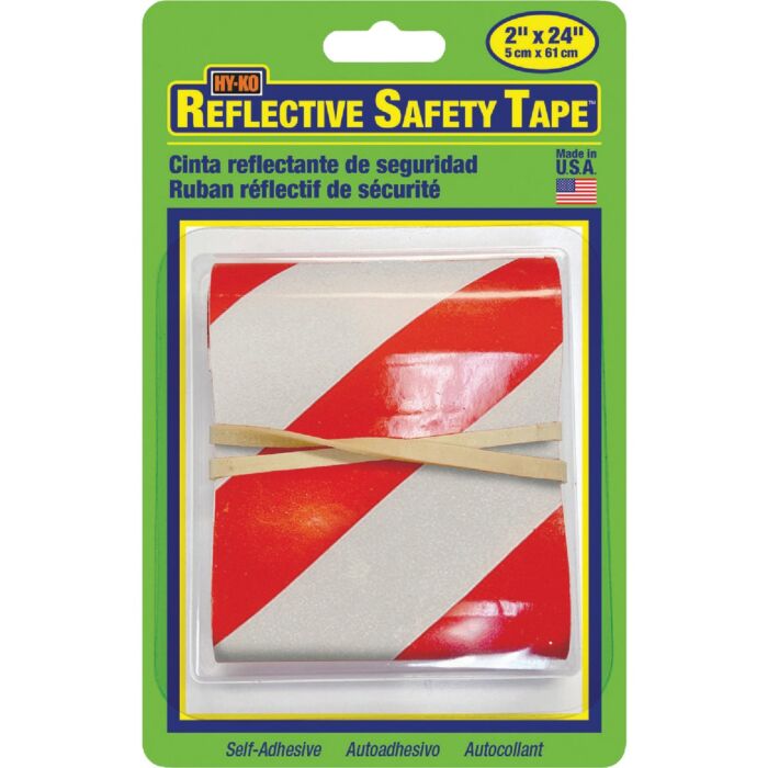 HY-KO Hy-Ko 2 In. W. x 24 In. L. Red & Silver Stripe Reflective Safety Tape