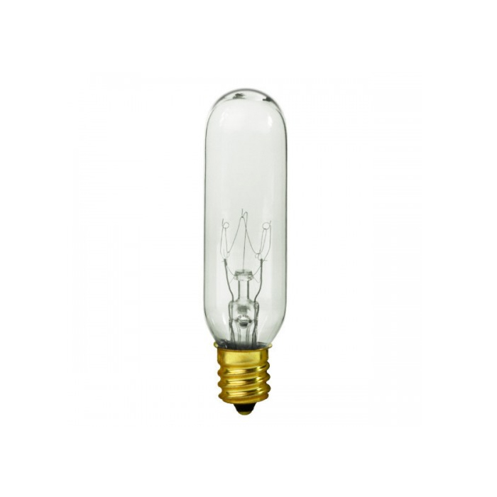 Satco 15 Watt T6 Incandescent - Clear - 2000 Average rated hours - 90 Lumens - Candelabra base - 145 Volt - Carded