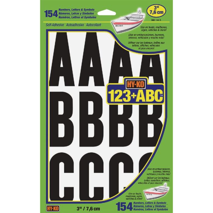 HY-KO Hy-Ko 3 In. Black & White Numbers, Letters & Symbols